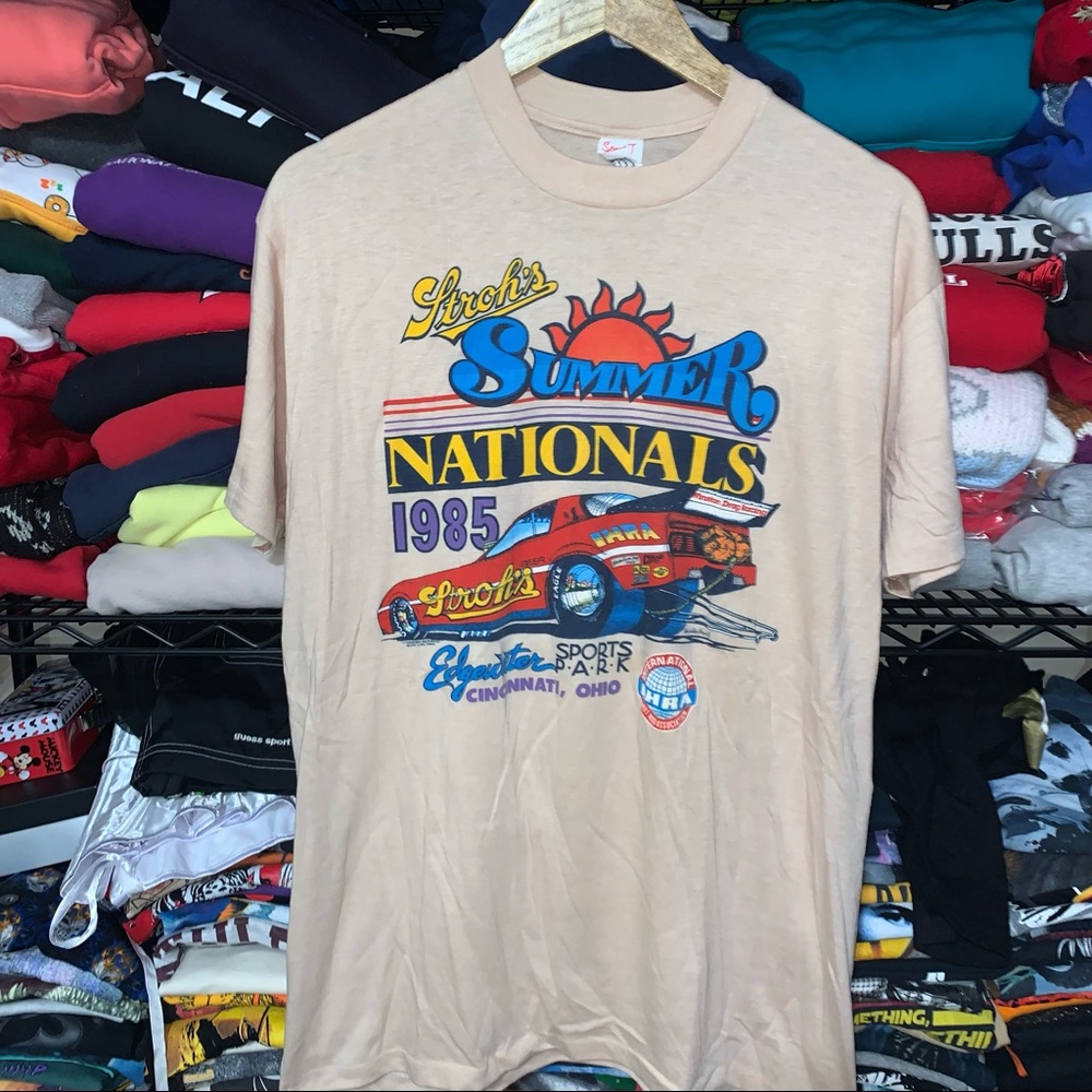 Vintage 1985 IHRA racing shirt tan